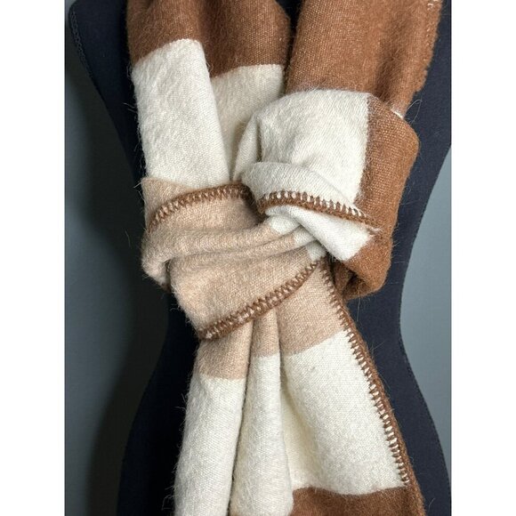 VTG ARTE FOLKLORICO PERUANO S.A. 70s Handmade Brown Tan Cream Tassel Scarf RARE - Picture 4 of 8